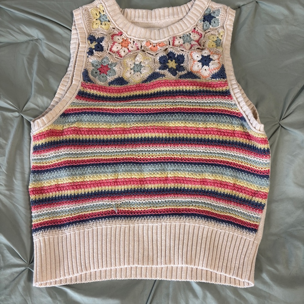 American Eagle Colorful Striped Knit Sweater Vest
